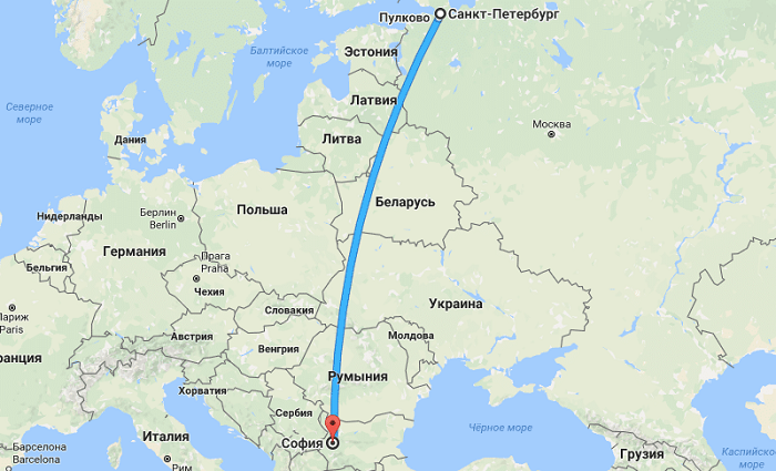 Время перелета без остановок